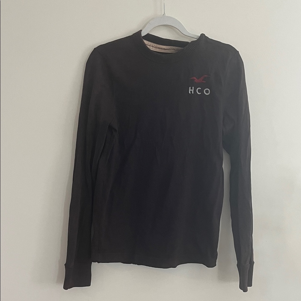 Vintage‎ Hollister Men’s Long Sleeve Tee Cotton Casual Preppy Brown Y2K 2010s